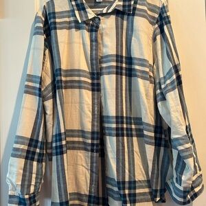 Old Navy Blue and Cream Striped Shirt